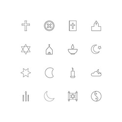 Religion linear thin icons set outlined simple vector