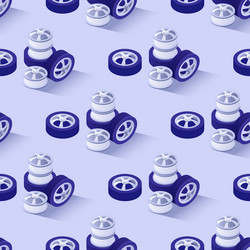 seamless pattern with wheels disks tires stacks vector image