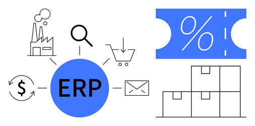 integration of erp system in business operations vector image