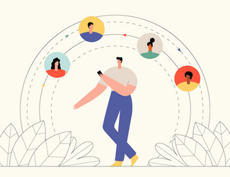 man and social networking mobile internet vector image