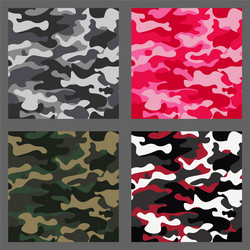 set of camouflage seamless patterns background vector image