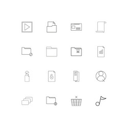 Files and folders sign simple linear icons set vector