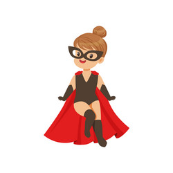 comic brave super girl kid flying in superhero Vector Image