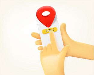 man using navigation application via mobile phone vector image