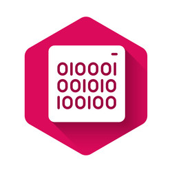 white binary code icon isolated with long shadow vector image