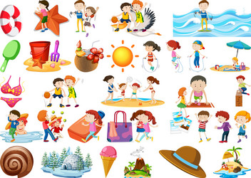 Beach Elements Collection Vector Image