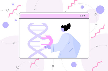 scientist analyzing dna structure in web browser vector image