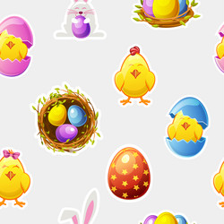 Seamless pattern with stickers for easter vector