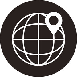 sphere world planet with pin location block style vector image