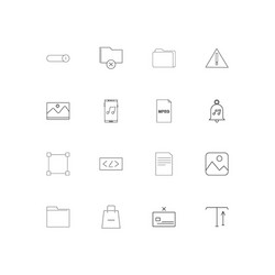 Files and folders sign simple linear icons set vector