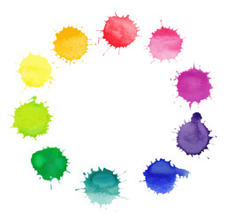 round frame made of watercolor blobs vector image