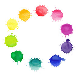 Round frame made of watercolor blobs vector