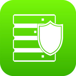 database with shield icon digital green vector