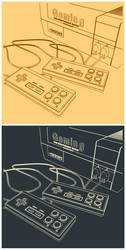 Game console and joysticks vector