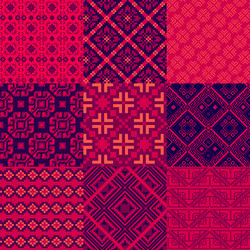 nine abstract geometric patterns in retro style vector image