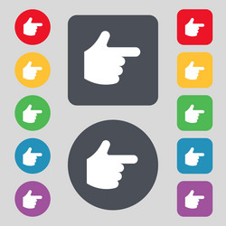 Pointing hand icon sign a set of 12 colored vector