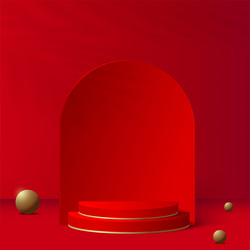 abstract background with red color geometric 3d vector image