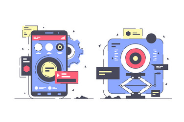 flat mobile development icon set with device vector