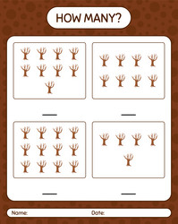 how many counting game with tree worksheet vector image