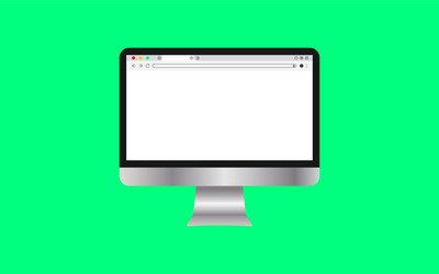 Simple white web browser window with a green vector