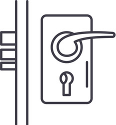 Door lock line icon concept vector