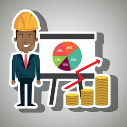 man and statistics isolated icon design vector