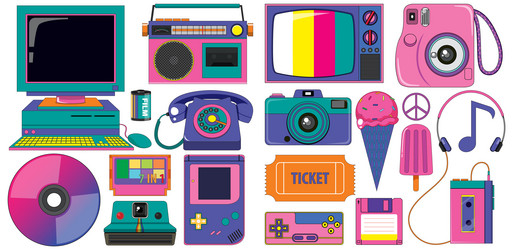 retro objects and elements set vector image