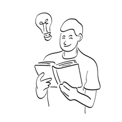 Man Reading Book with Lightbulb vector image
