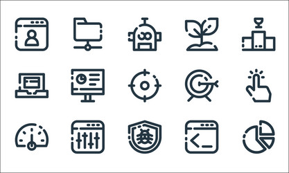 Seo marketing line icons linear set quality vector