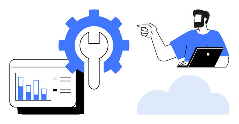 technology management concept with data analysis vector image