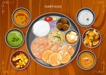 traditional haryanavi cuisine and food meal thali vector