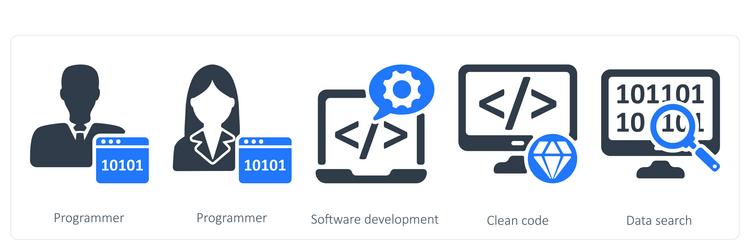 a set of 5 seo icons as programmer software vector image