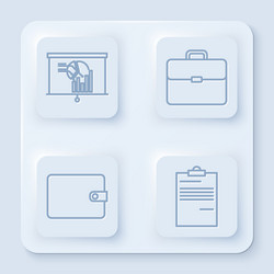 set line board with graph chart briefcase wallet vector image