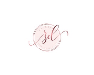 zd initial handwritten logo set with floral Vector Image