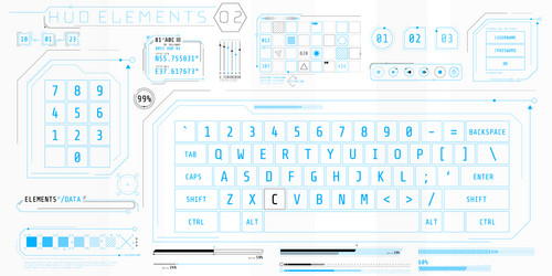Futuristic HUD Keyboard Elements vector image