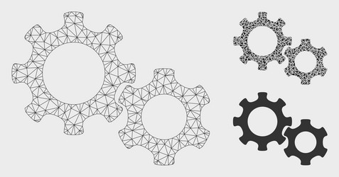 gears mesh wire frame model and triangle vector image
