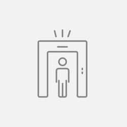 Man going through metal detector gate line icon vector