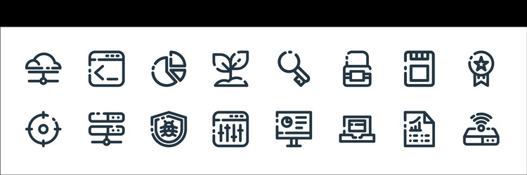 Seo marketing line icons linear set quality vector