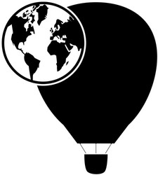 hot air balloon and earth globe icon vector