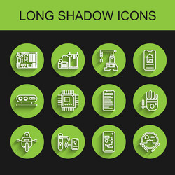 set line robot electronic computer components vector image