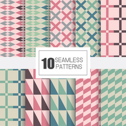 set of 10 seamless patterns with geometry design vector