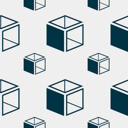 3d cube icon sign seamless pattern with geometric vector