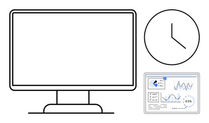 blank computer monitor with analytical dashboard vector image