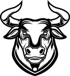 Bull Head - Engraving Style Vector Image