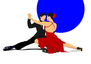 Couple dancing a tango hand drawn colored 3d Vector Image