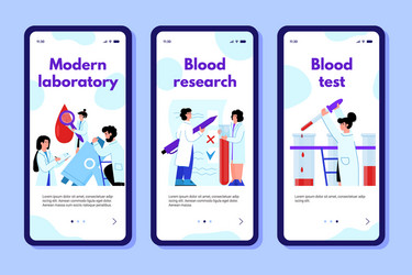 Test blood on mobile app onboarding screens vector