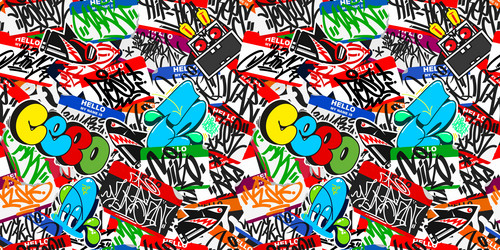 flat abstract seamless colorful urban graffiti vector