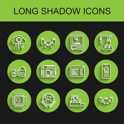 set line processor with microcircuits cpu factory vector image