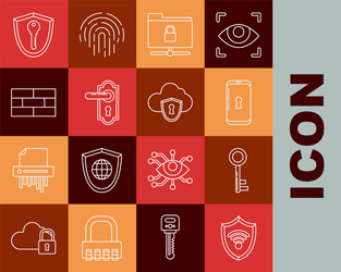 set line shield with wifi wireless internet vector image