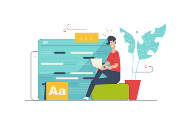 web development concept with people scene in flat vector image